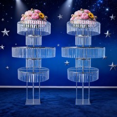 Elegant Wedding Crystal Flower/Cake Pedestal Stands, 61″ (2-Pack) – Party Decor