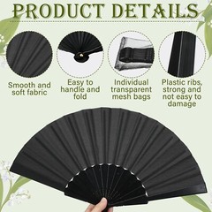 Wenqik 80 Pcs Wedding Folding Hand Fans Bulk Silk Fabric Chinese Handheld Fol…