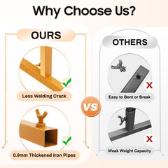 Square Wedding Arch, Gold Metal Framework Heavy Duty Backdrop Stand Garden