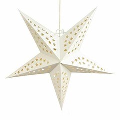 Quasimoon 24″ Solid White Cut-Out Paper Star Lantern, Hanging Decoration by P…
