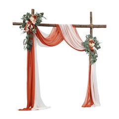 Uimoso Artificial Wedding Arch Flowers Kit Orange With 2pcs Flowers 2pcs Drapes