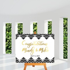 Black and Gold Wedding Welcome Sign, Welcome to Our Wedding Custom Sign