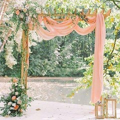 Wedding Arch Draping Fabric Pink Chiffon Fabric 29″W x 240″L (Pack of 1) Peach