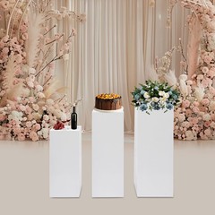 3 PCS Display Pedestal Stands White Square Tall Pedestal Stands Pedestal Wedding