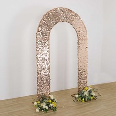 8ft BLUSH Fitted Big Payette Sequin Open Arch Double Sided STAND COVER Party