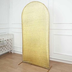 7 ft CHAMPAGNE Metallic Fitted Spandex Round Top Arch STAND COVER Party Events