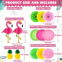 13PCS Hawaiian Party Decorations, Luau Party Decorations, Flamingo and Pineap…