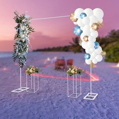 6.56*6.56ft Balloon Stand with 2 Flower Stands Metal Wedding Backdrop Stand