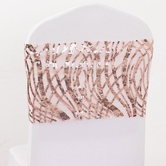 5 BLUSH Mesh Embroidered Sequins CHAIR SASHES Party Events Decorations Supplies