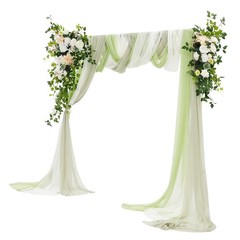 Wedding Arch Draping Fabric 26.2 x 2.5FT Green Rose Artificial Flower Decor