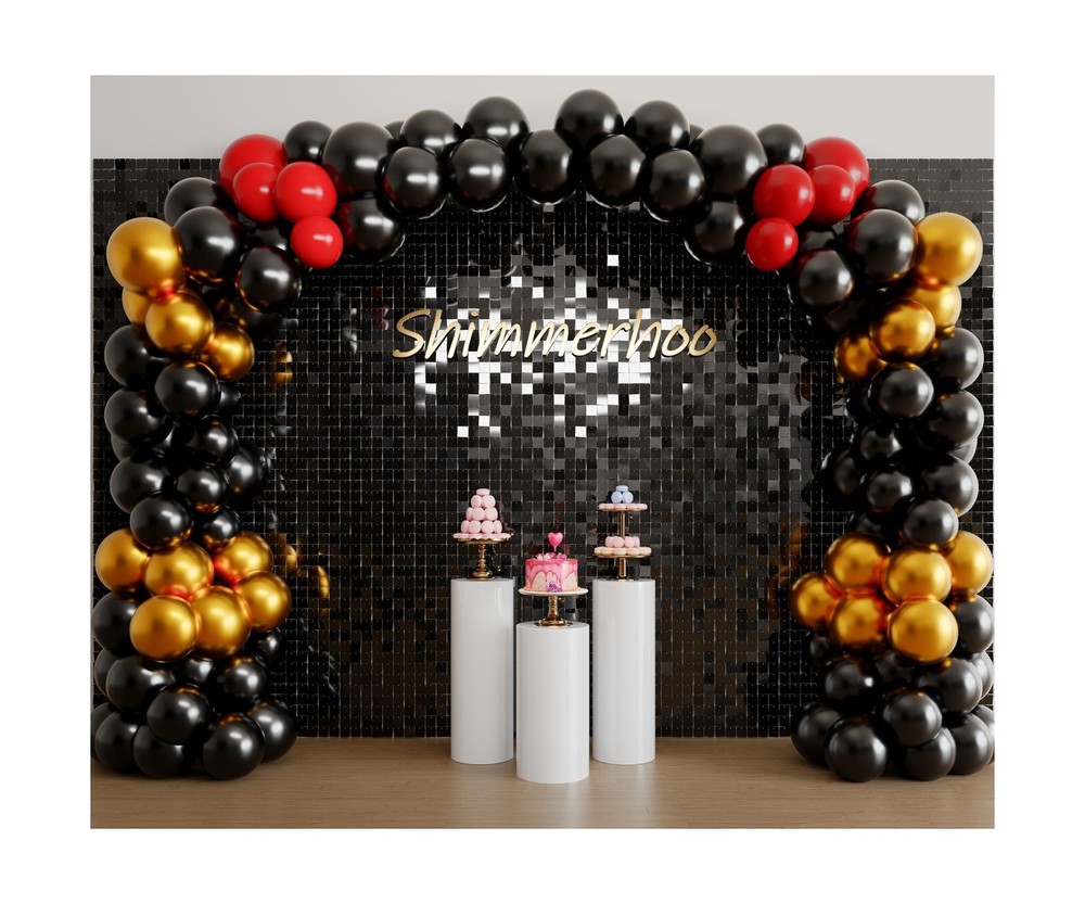 Black Shimmer Wall Backdrop 48pcs Sequin Shimmer Backdrop Panels, Photo Backd…