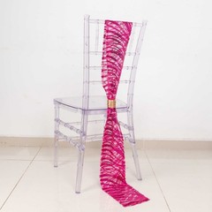 5 FUCHSIA SILVERD Wave Mesh Embroidered Sequins CHAIR SASHES Party Events