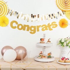 3 feet Gold Glittered Congrats Paper Hanging Party GARLAND Events Decorations