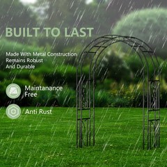 Metal Garden Arch w/ Ground Spikes Climbing Plant Support Trellis Wedding Decor