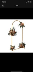 6.6FT x 3.3FT Gold Metal Arch Backdrop Stand Frame for Wedding, Christmas, Party