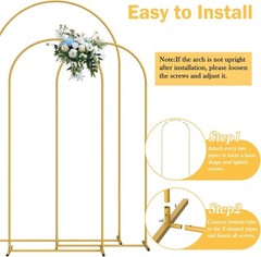 Set of 3 Wedding Arch Backdrop Stand Garden Floral Balloon Arch 7.3&6&6FT Party