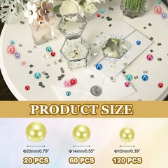 200 Pcs Pearl Bead for Vase Filler, 20/14/10mm Floating Beads(Bright Yellow)