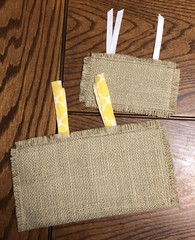 Just Married Embroidered Burlap Wedding Sign & Bonus Cards Sign Handmade Yellow