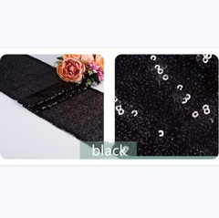 black glitter sequin table runner wedding anniversary birthday cake table decor
