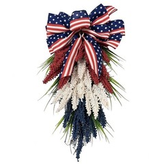 Festive Red White Blue Wreath for Independence Day Door Wall Hanging 50x30cm