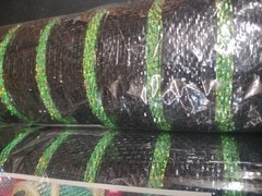 2 Rolls Deco Mesh, 21″ Craig Bachman Quality, 30′ Metallic Lime Green on Black