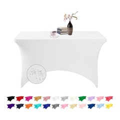 Spandex 4ft Waterproof Table Cover for Party,Wedding, Banquet, and Events(Whi…