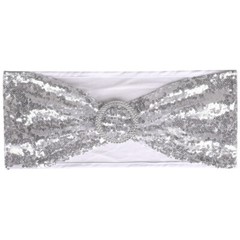 10-100Pcs Stretch Sequin Wedding Chair Bands with Buckle Slider Sashes Bow Decor