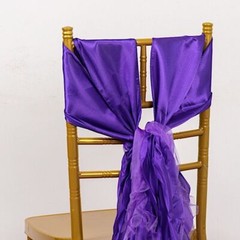 5 PURPLE Curly Willow Chiffon Satin CHAIR SASHES Party Event Decorations