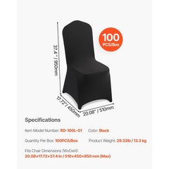 Uimoso100PCS Black Stretch Spandex Chair Covers for Events, Weddings, and Dining
