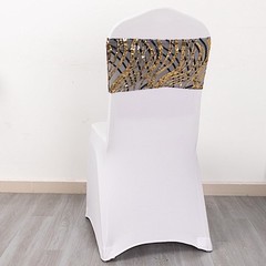 5 BLACK GOLD Mesh Embroidered Sequins CHAIR SASHES Party Events Decorations