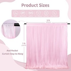 Backdrop Curtains Tulle Backdrop Panels 5ftx7ft Sheer Photography Pink
