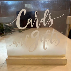 Gifts and Cards Clear Acrylic Wedding Sign – White Script