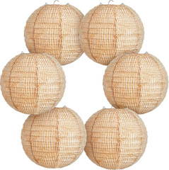 6 Pcs Print Burlap Paper Lanterns round Chinese Paper Lanterns Farmhouse Boho Cl