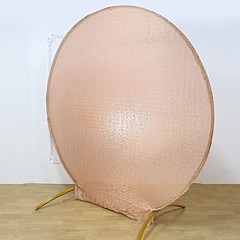 7.5 ft BLUSH Metallic Sequin Round Backdrop STAND COVER Party Events Decorations