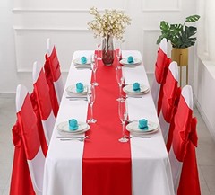 Pack Satin Table Runner 1x 108 Inch, Smooth Table Runners for Wedding 2 Red