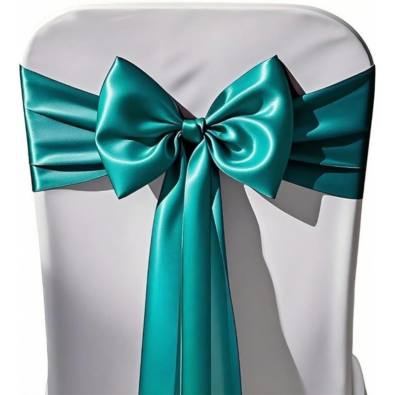 Satin Chair Sashes Teal 7×108 Inch Wedding Party Banquets Events Reusable New
