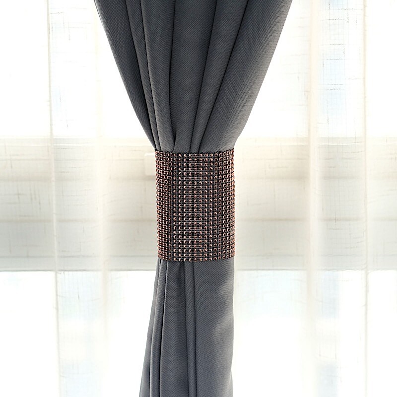 4 ROSE GOLD Rhinestone Mesh CURTAIN Tie Backs Drapery Holdbacks Party