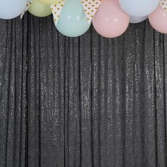 BLACK 8 ft x 8 ft Sequined Backdrop Curtain Wedding Party PhotoBooth Decorations