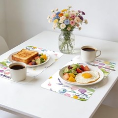 6 Pcs Lavender Tulip Placemats, 11×16 Inch Summer Floral colorful tulips
