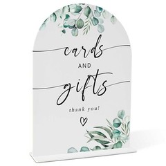 Greenery Cards and Gifts Sign, 8 x 11 Inch White Arch Acrylic Wedding Sign wi…