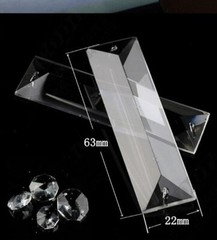 12pcs 63mm/2.5inch Triangle Strip 2holes Crystal Pendant Prism Lamp Hanging Part