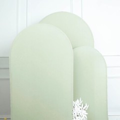 3 SAGE GREEN Matte Fitted Spandex Round Top Arch Backdrop STAND COVERS Set