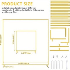 6.6×6.6FT Square Backdrop Stand Wedding Balloon Arch Stand Garden Arbor Frame