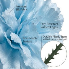 Larksilk Blue Carnations, Fake Flowers, 100 Pack for Events, Weddings, DIY
