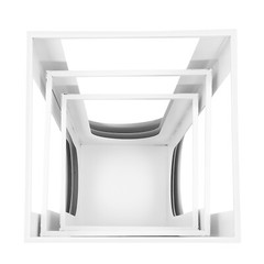 3 Piece White Iron Sheet Square Table Pillar Modern Floor Standing 65*29*29cm