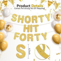 Pre-strung Shorty Hit Forty 40th Birthday Decorations Party Banner for Women,…