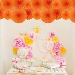 Hanging Paper Fans Party Set 12Pcs Decoration for Home Birthday Wedding(orange)