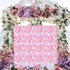Artificial Silk Flower Wall Panel Pink Decorative Floral Pink&flower1
