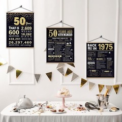 50th Birthday Gifts for Men 1975 Birthday Decorations 3 Pieces 11 x 14 Back i…