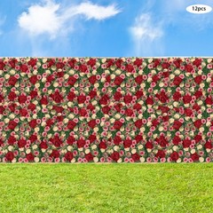 12 Pcs Artificial Flower Wall Panels Faux Hanging Floral Backdrop Decor 40*60cm